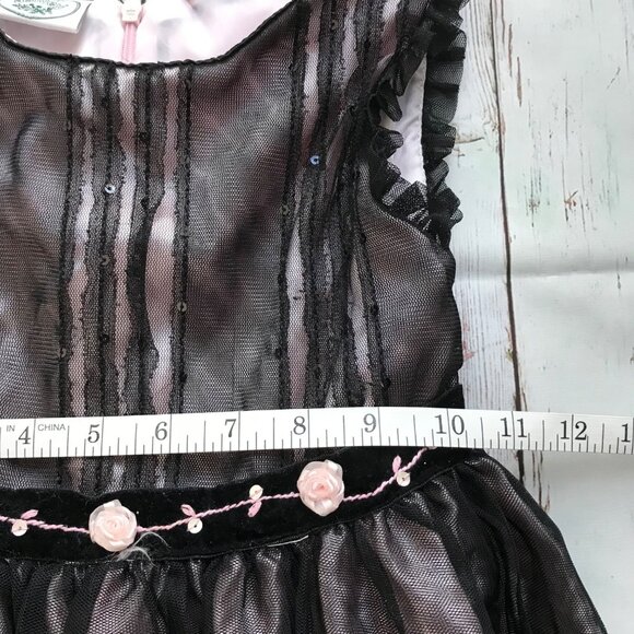 Laura Ashley Toddler Black Pink Rose Detail Party Dress  Size 4T - Picture 10 of 12